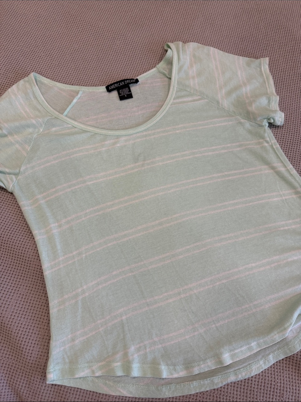 American Dream Mint & White Striped Scoop Neck Tee